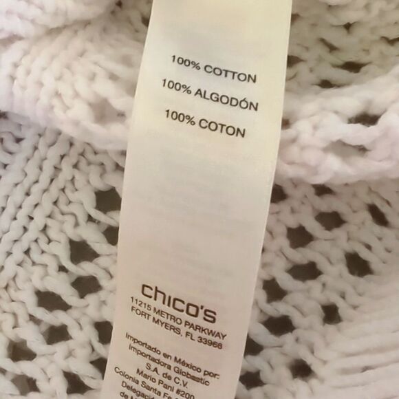 Chico's White Crochet Pullover Top with Fringe Size 1 - Picture 8 of 8